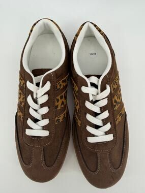 Suede and leopard print sneakers